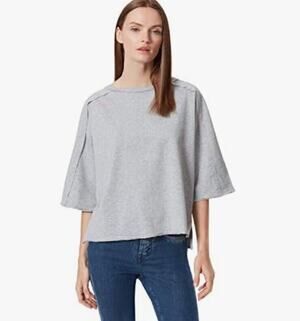 Frayed Jeans Women's Hi Low Blouse XS NWT Minimal Lounge Chic Oversized Modern